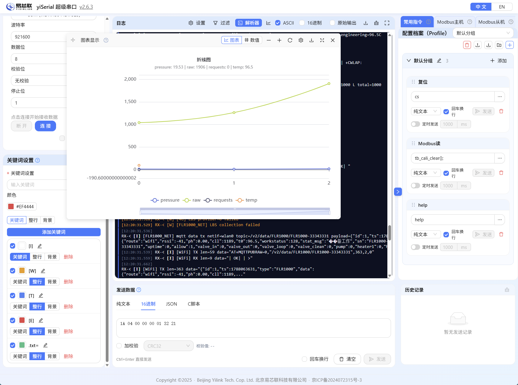 Modbus 主机调试与实时数据曲线
